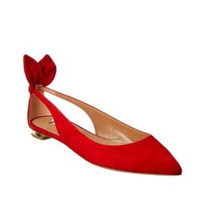 Aquazzura Deneuve red suede flats